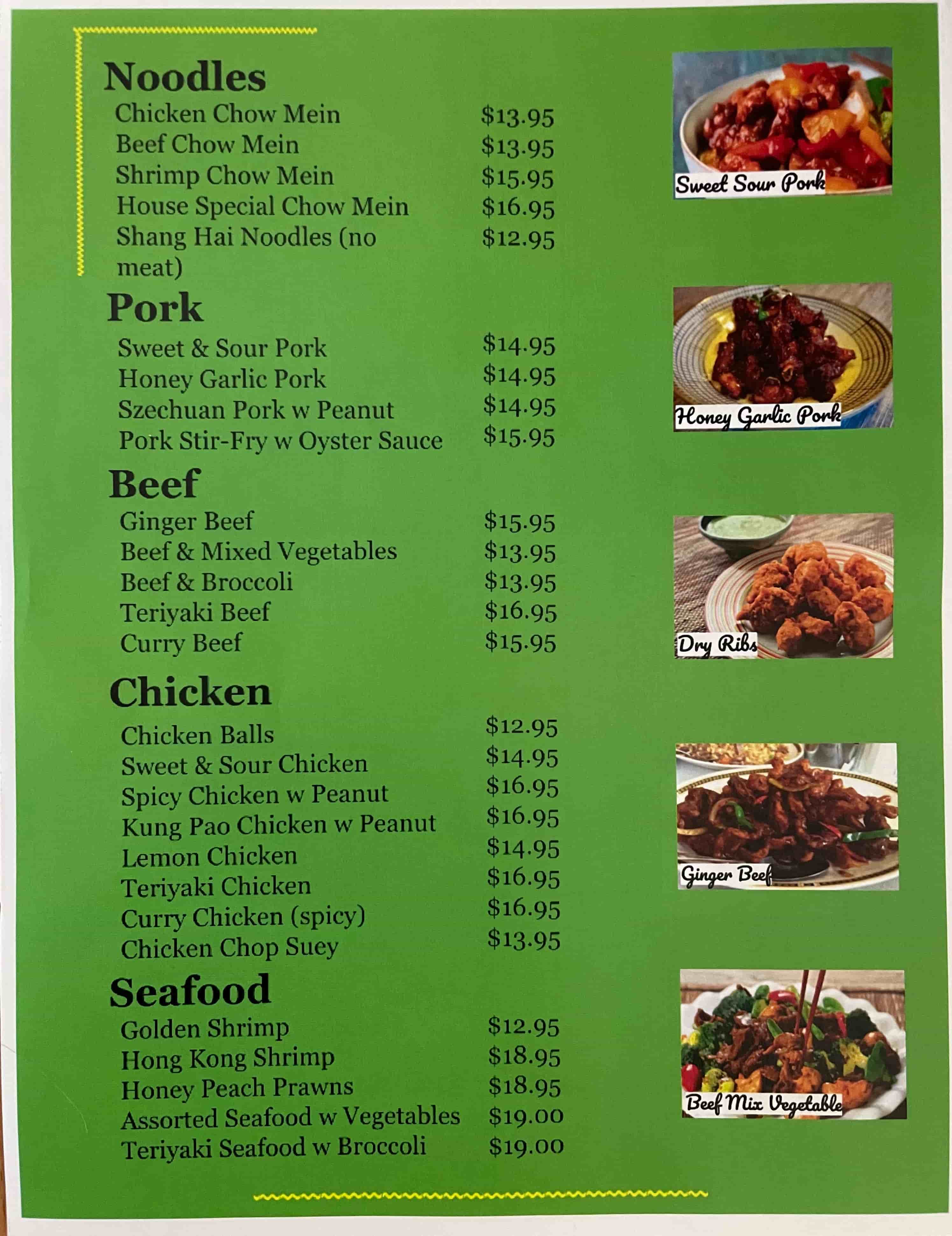 Noodles, Pork, Beef, Chicken & Seafood